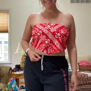 CLOSET SALE red strapless bandana top